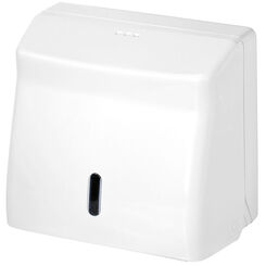 Dispensador de toallas de papel ZZ o toallas en rollo estándar, plástico blanco