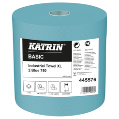 Industrial paper cleaning cloth in a roll Katrin Basic 2 pieces 187 m 2-ply blue recycled paper
