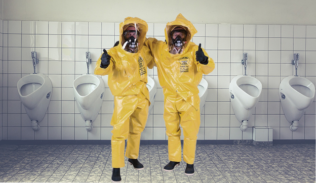 Coronavirus in öffentlichen Toiletten - sorge für deine Sicherheit.