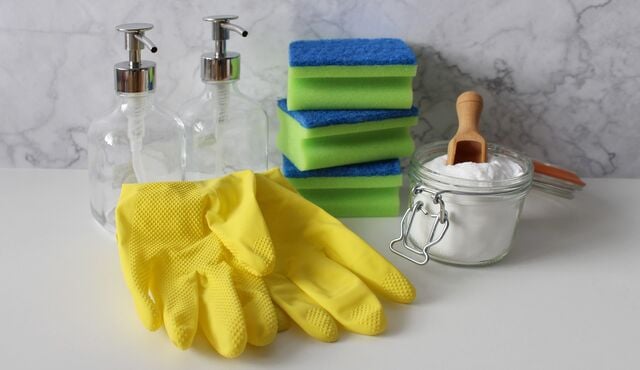 Pictograms and symbols of cleaning supplies