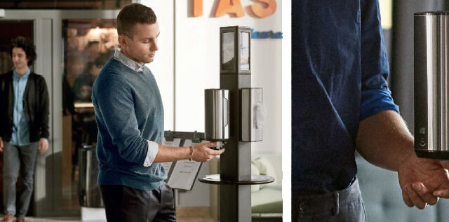 Vyhrajte s hygienou a vyberte stojany na dávkovače dezinfekčných prostriedkov Tork.