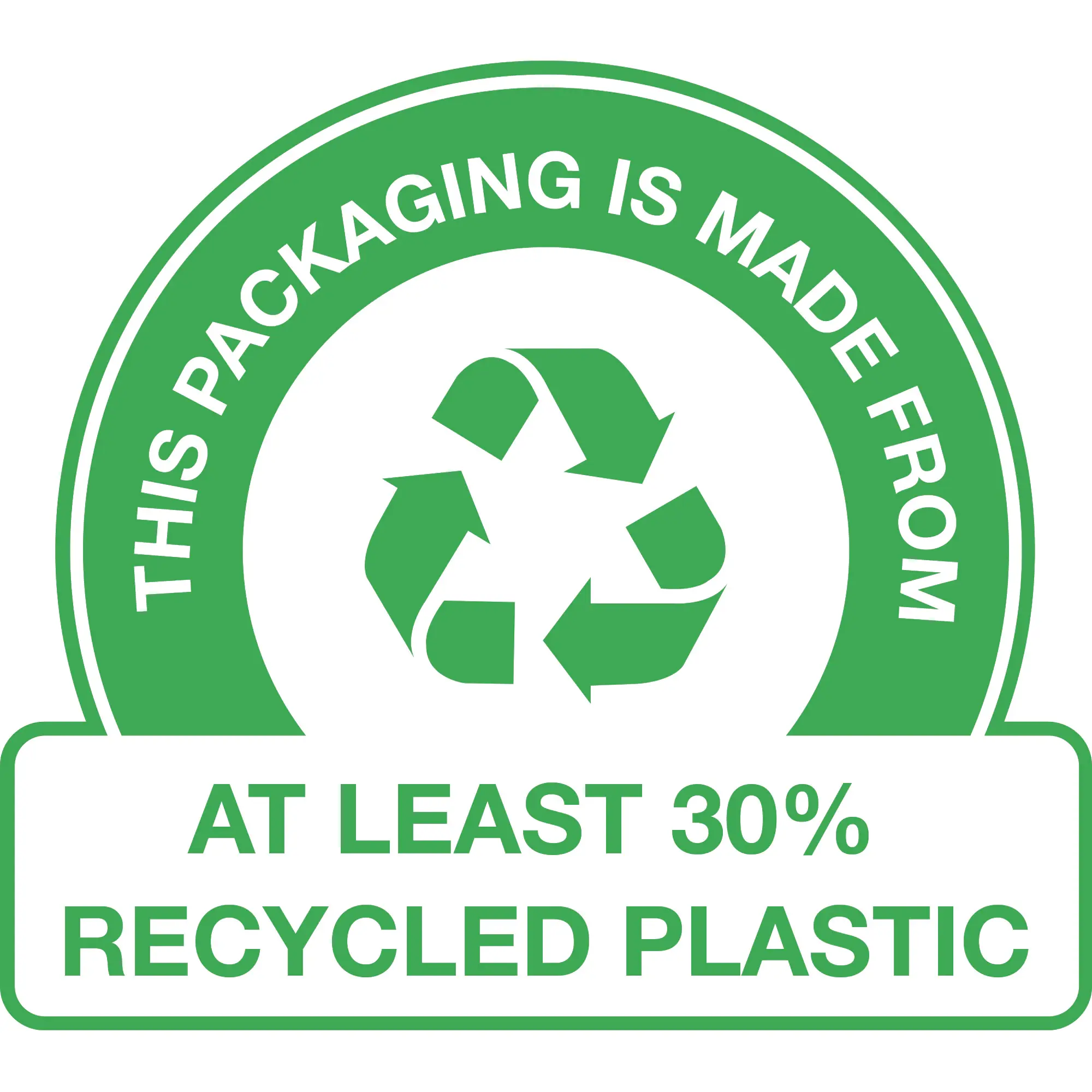 Opakowanie wyprodukowane z plastiku pochodzącego przynajmniej w 30% z recyklingu